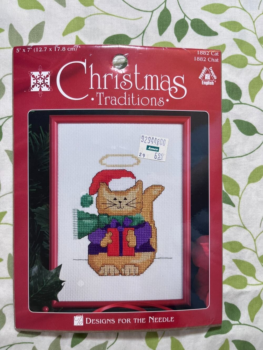 Christmas Traditions 1882 Cat Halo Cross Stitch Kit NIP 5 X 7 Made in USA New